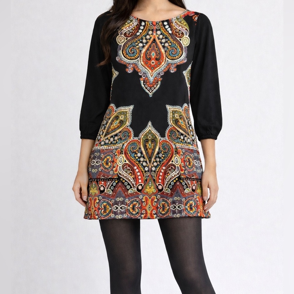 Cha Cha Vente Multi Colored Tunic Dress – Size L - Picture 9 of 9